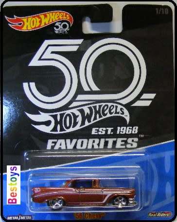 Hotwheels Hot Wheels Diecast Model Car 50th Chevy Chevrolet 1956 rubber tyres 1/64 scale new