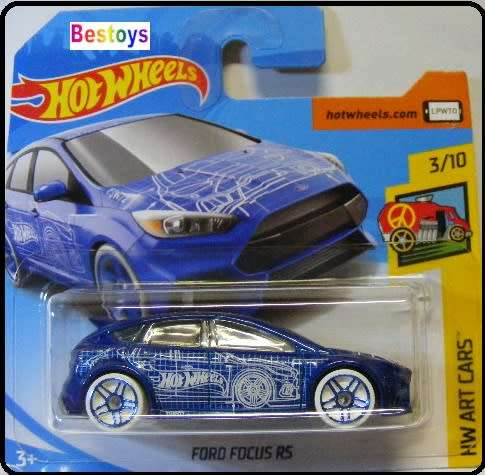 Hotwheels Hot Wheels Diecast Model Car 2018 276 / 365 Ford Focus RS Art Car 1/64 scale new in pack