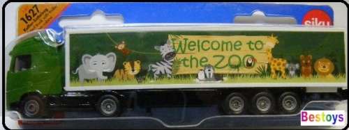 SIKU Diecast Model 1627 Volvo Truck & Box trailer`Zoo` 1/87 HO railway scale new in pack