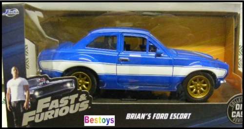JADA Diecast Model Car Movie Film TV Fast & Furious Ford Escort 1974 Brian 1/24 scale new in pack