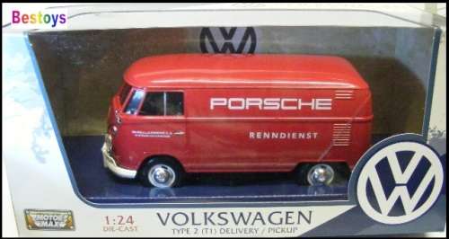 Motormax Motor Max Diecast Model Car 79557 VW Volkswagen Kombi T 1 T1 Panelvan "Porsche" 1/24 scale