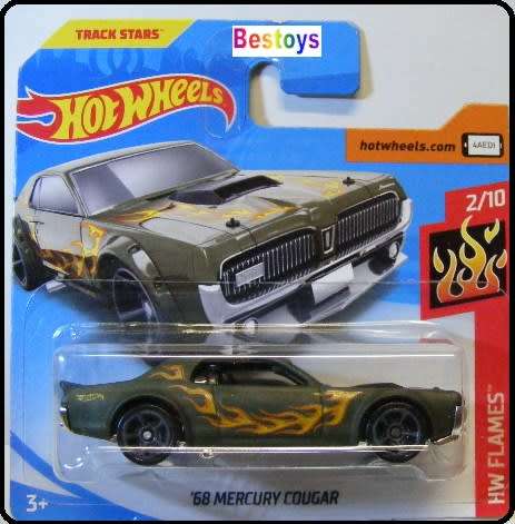 Hotwheels Hot Wheels Diecast Model Car 2019 164 / 250 Mercury Cougar 1968 Flames 1/64 scale new