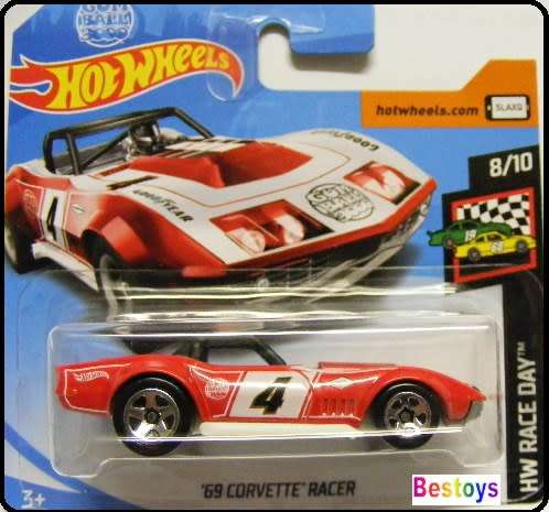 Hotwheels Hot Wheels Diecast Model Car 2019 173 / 250 Chevy Chevrolet Corvette Racer 1969 No 4 Gum B