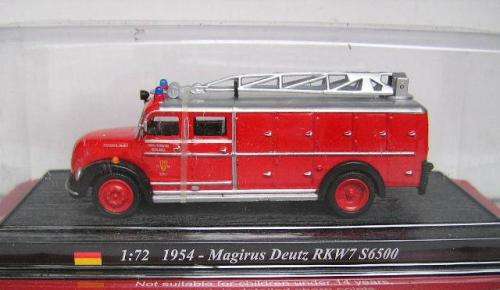 Fire Engines of the World Diecast Model Collection Magirus Deutz RKW7 S 6500 1954 Germany 1/72 OO ra