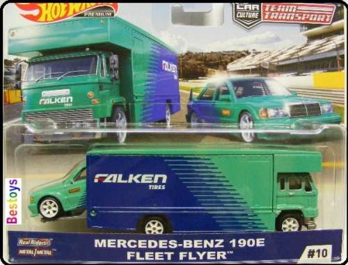 Hotwheels Hot Wheels Diecast Model Car Culture Team Transport Mercedes Benz 190E 190 E + Fleet Flyer