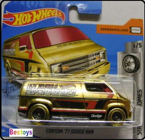 Hotwheels Hot Wheels Diecast Model Car 2019 23 / 250 Dodge Custom Van 1977 "Super Chromes" 1/64 scal
