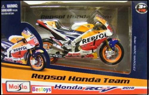 Maisto Diecast Model Motorcycle Bike Moto GP Honda RCV 213 2018 No 93 Marquez "Repsol" 1/18 scale