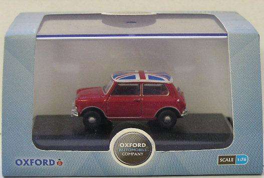 Oxford Diecast Model Car MN001 , Mini Cooper with Union Jack , OO 1/76 railway scale new in box