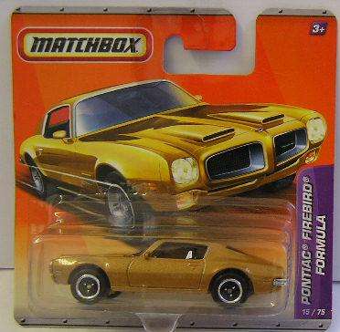 Matchbox Diecast Model Car No 15 / 75 Pontiac Firebird Formula 2010 on card new in pack