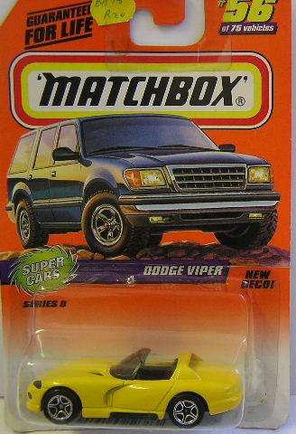 Matchbox Diecast Model Car No 56 / 75 Dodge Viper RT10 RT 10 1997 on card new in pack