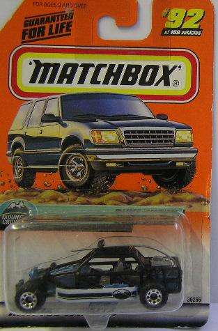 Matchbox Diecast Model Car No 92 / 100 Dune Buggy Offroad Sandmaster 1998 on card new in pack