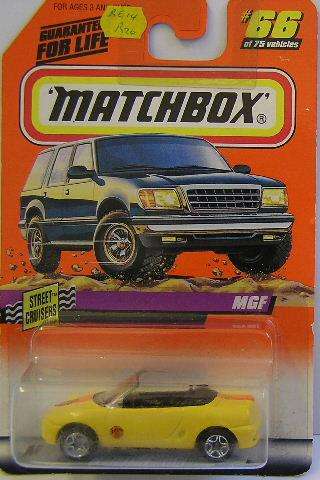 Matchbox Diecast Model Car No 66 / 75 MGF  "MG" 1997 on card new in pack