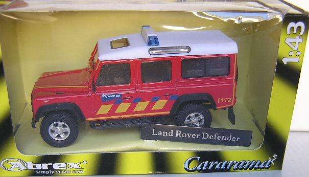 Cararama Diecast Model Car Land Rover 110 Defender Belgian Fire 1/43 scale new in pack