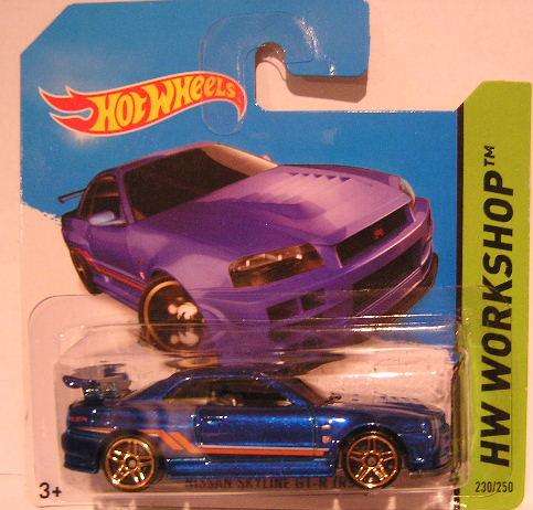 Hot Wheels Diecast Model Car 2014 No 230 Nissan Skyline GT R R34 1/64 scale new in pack