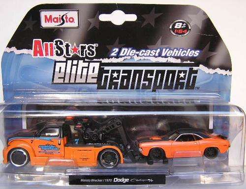 Maisto Diecast Model Car Elite Transport Wrecker Towtruck + Dodge Challenger RT 1970 1/64 scale new