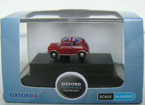 Oxford Diecast Model Car NMN001 Mini Cooper with Union Jack flag on roof 1/144 N scale new in pack