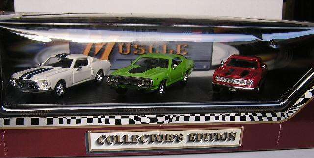 Road Legends Diecast Model Car Set 3 piece Ford Mustang Plymouth GTX Chevy Camaro 1/43 scale new