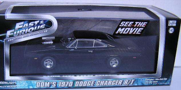 Greenlight Diecast Model Car Movie Film TV Fast and Furious Dodge Charger RT 1970 Dom 1/43 scale new