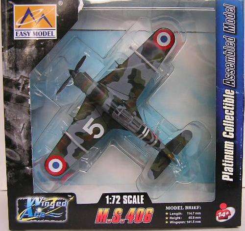 Easy Model 36327 MS 406 No 795 GC III/6 6 Escadrille French Plane 1/72 OO scale new in pack