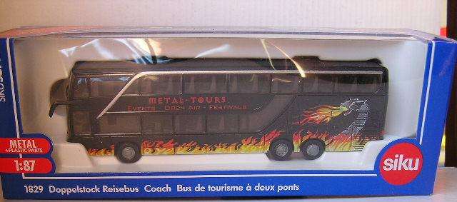 Siku Diecast Model 1829 Double Decker Touring Coach Bus "Metal Tours" 1/87 scale new in pack