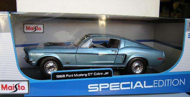Maisto Diecast Model Car 31167 Ford Mustang GT Cobra Jet 1968 1/18 scale new in pack