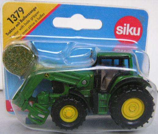 SIKU Diecast Model 1379 John Deere Tractor with Bale Gripper Farm Agricultural 1/55 scale new in pac