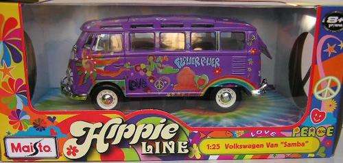Maisto Diecast Model Car 32301 VW Volkswagen Kombi Samba Bus Hippie "Flower Power" 1/24 scale new