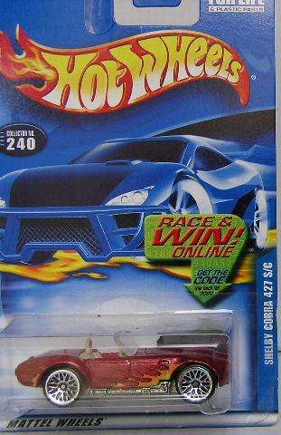 Hotwheels Hot Wheels Diecast Model Car 2001 No 240 Shelby Cobra 427 SC 1/64 scale new in pack