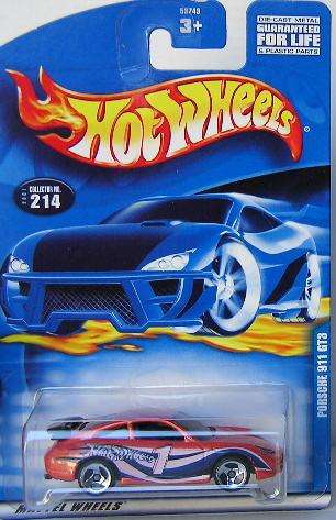 Hotwheels Hot Wheels Diecast Model Car 2001 No 214 Porsche 911 GT 3 GT3 No 1 1/64 scale new in pack