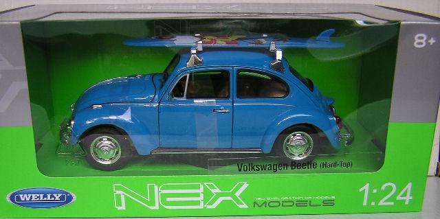Welly Diecast Model Car 22436 VW Volkswagen Beetle + surfboard 1/24 scale new in pack