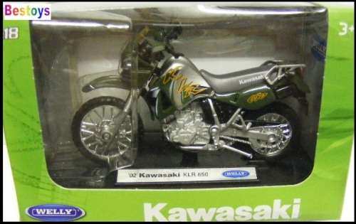 Welly Diecast Model Motorcycle Bike Kawasaki KLR 650 2002 1/18 scale new in pack
