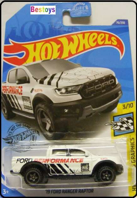 Hotwheels Hot Wheels Diecast Model Car 2020 76 / 250 Ford Ranger Raptor 2019 Speed Graphics 1/64 sca
