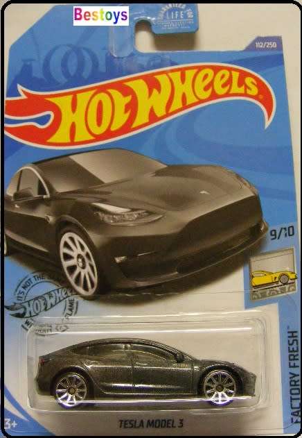 Hotwheels Hot Wheels Diecast Model Car 2020 112 / 250 Tesla Model 3 1/64 scale new in pack