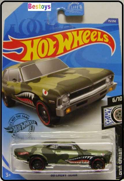 Hotwheels Hot Wheels Diecast Model Car 2020 73 / 250 Chevy Chevrolet Nova 1968 Rod Squad 1/64 scale