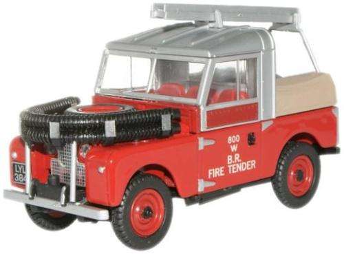 Oxford Diecast Model Car LAN188015 Land Rover 88 " inch British Rail Fire 1/76 OO railway scale new