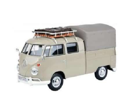 Motormax Diecast Model Car 79558 VW Volkswagen Kombi T 1 T1 Double Cab Pickup + Canopy & Roofrack