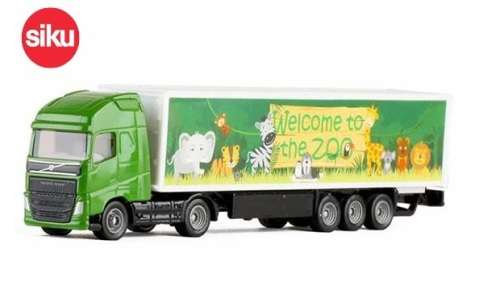 SIKU Diecast Model 1627 Volvo Truck & Box trailer`Zoo` 1/87 HO railway scale new in pack