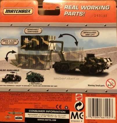 Matchbox Working Rig Diecast Model Oshkosh HEMTT A4 Truck 1/87 HO railway scale new