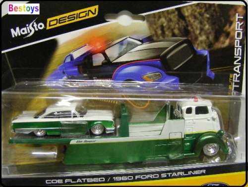 Maisto Design Elite Transport COE Flatbed Recovery Truck + Ford Starliner 1960