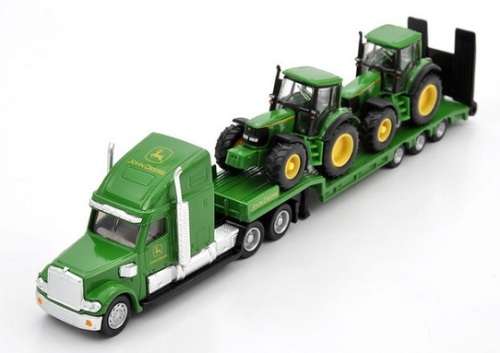 SIKU Diecast Model 1837 Peterbilt Truck & Lowbed Trailer with 2 x John Deere Tractors 1/87 HO rail