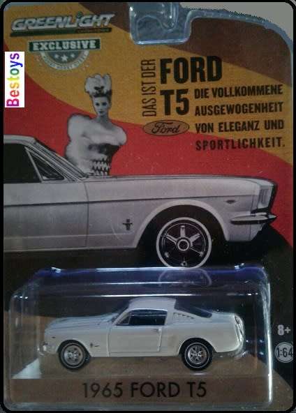 Greenlight Diecast Model Car Exclusive Ford Mustang T 5 T5 1965 German Mustang 1/64 scale new in pac