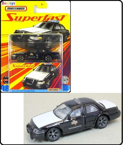 Matchbox Diecast Model Car Superfast Ford Crown Victoria Police 2006 "Texas Highway Patrol" 1/64 sca