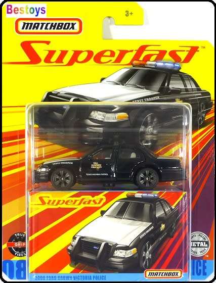 Matchbox Diecast Model Car Superfast Ford Crown Victoria Police 2006 "Texas Highway Patrol" 1/64 sca