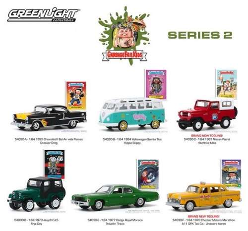 Greenlight Diecast Model Car Garbage Pail Kids Chevy Chevrolet Bel Air 1955 Greaser Greg 1/64 scale