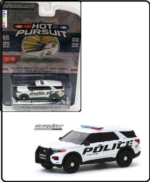Greenlight Diecast Model Car Hot Pursuit Series Ford Interceptor Utility 2020 Show Vehicle Police