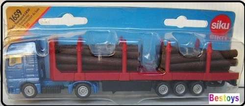 SIKU Diecast Model 1659 Volvo truck and trailer log transporter 1/87 HO railway scale