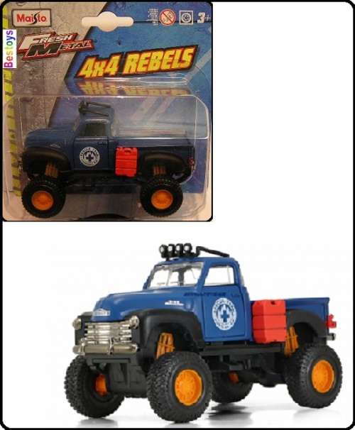 Maisto Model Car 4x4 Rebels Chevy Chevrolet 3100 Pickup 1953 `Rescue` 1/36 scale