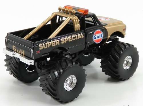 Greenlight Diecast Model Car Kings of Crunch Monster Trucks Chevy Chevrolet K 10 K10 1971 `Gulf` Sup