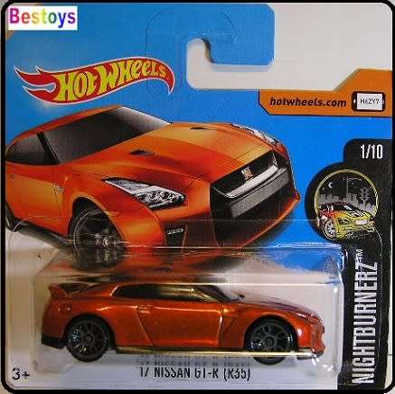 Hotwheels Hot Wheels Diecast Model Car 2017 282 / 365 Nissan GT-R R35 2017 Nightburnerz 1/64 scale