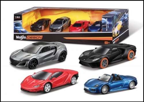 Maisto Model Car Design Series Exotics 4 pk Ford Honda Lamborghini Porsche 1/64 scale new in pack